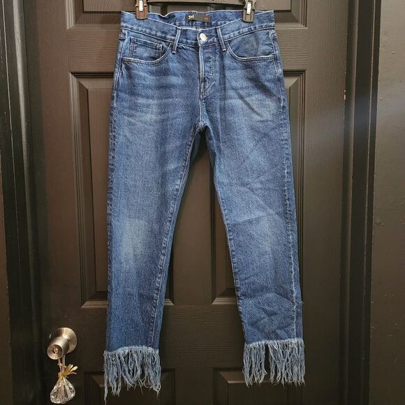 New 3x1 NYC High-Rise Straight Cropped Fringe Jeans in Lima Festival Boho - Picture 4 of 13